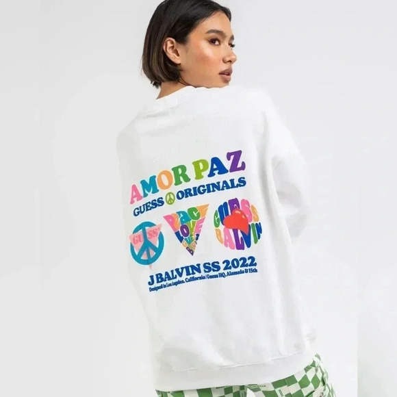 Guess x  J Balvin Amor Crewneck Sweatshirt NWT - Picture 1 of 9